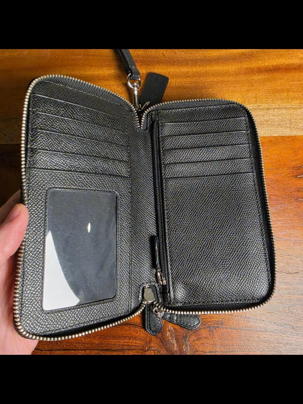 Coach Black Glitter Leather Wristlet